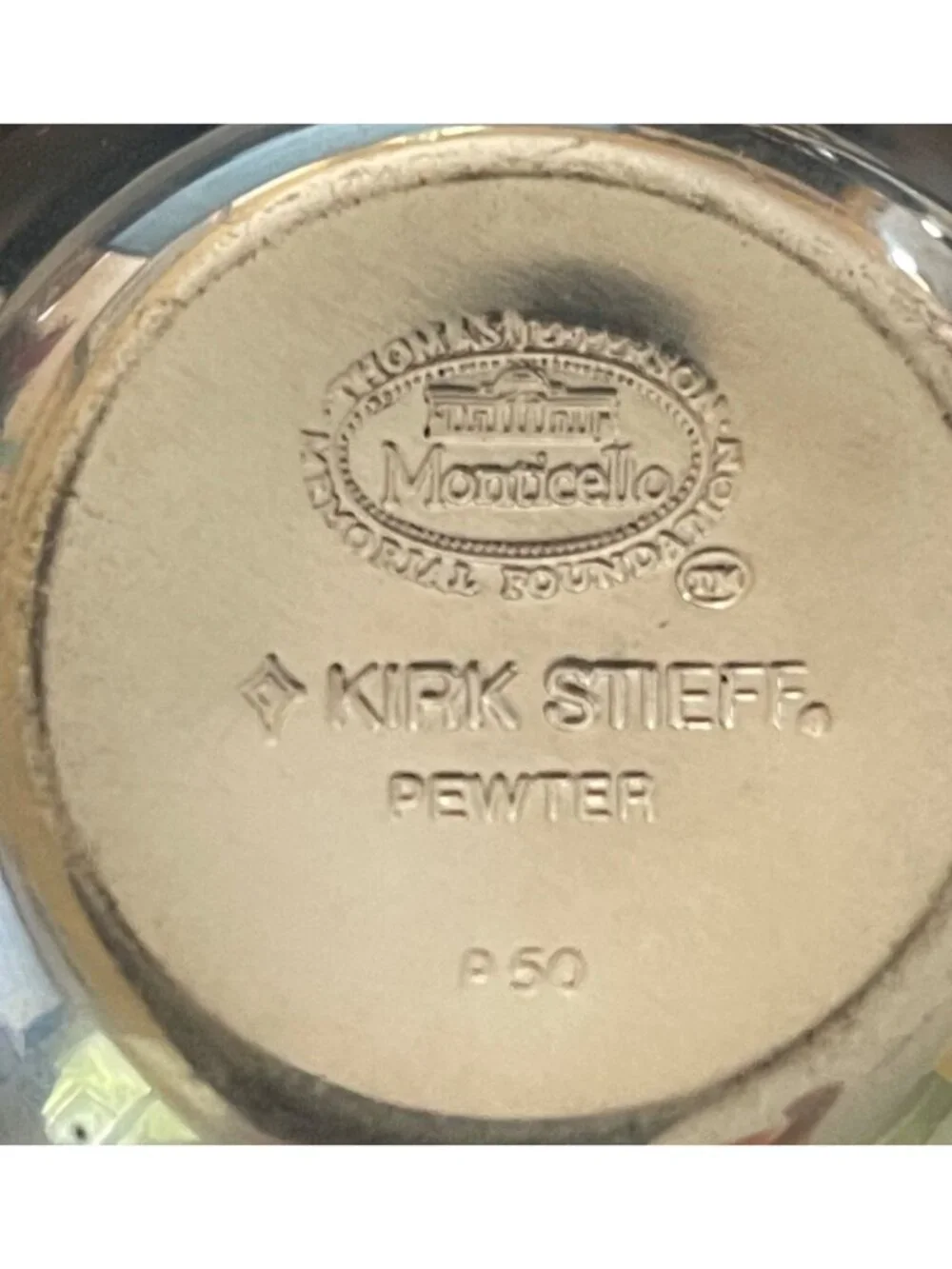 Vintage Kirk Stieff Pewter Jefferson Cup P50 Personalized 1989  2.5